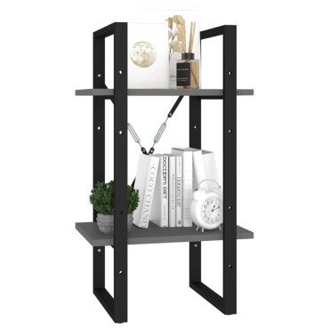 vidaXL Βιβλιοθήκη με 2 Ράφια Γκρι 40x30x70cm από Επεξ. Ξύλο 1 τεμ.