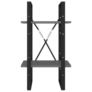 vidaXL Βιβλιοθήκη με 2 Ράφια Γκρι 40x30x70cm από Επεξ. Ξύλο 1 τεμ.