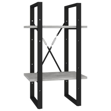 vidaXL Βιβλιοθήκη με 2 Ράφια Γκρι Σκυρ. 40x30x70cm Επεξ. Ξύλο 1 τεμ.