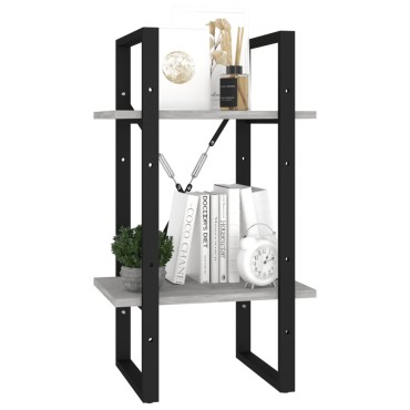 vidaXL Βιβλιοθήκη με 2 Ράφια Γκρι Σκυρ. 40x30x70cm Επεξ. Ξύλο 1 τεμ.