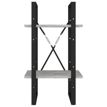 vidaXL Βιβλιοθήκη με 2 Ράφια Γκρι Σκυρ. 40x30x70cm Επεξ. Ξύλο 1 τεμ.