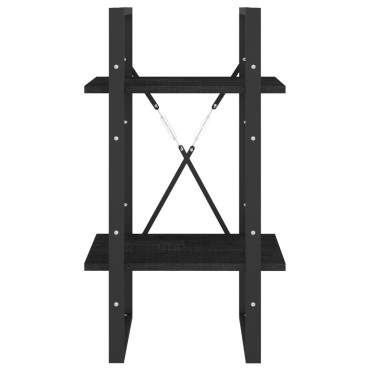 vidaXL Βιβλιοθήκη με 2 Ράφια Μαύρη 40x30x70cm από Μασίφ Ξύλο Πεύκου 1 τεμ.