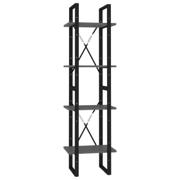vidaXL Βιβλιοθήκη με 4 Ράφια Γκρι 40x30x140cm από Επεξ. Ξύλο 1 τεμ.