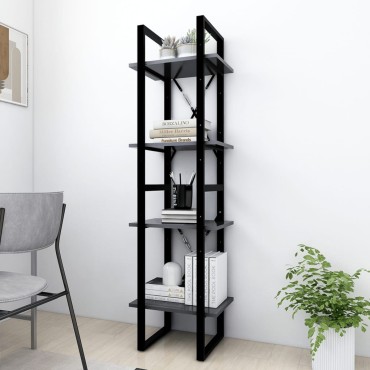 vidaXL Βιβλιοθήκη με 4 Ράφια Γκρι 40x30x140cm από Επεξ. Ξύλο 1 τεμ.