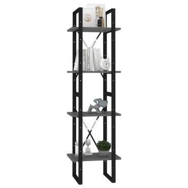 vidaXL Βιβλιοθήκη με 4 Ράφια Γκρι 40x30x140cm από Επεξ. Ξύλο 1 τεμ.