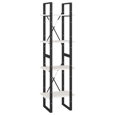vidaXL Βιβλιοθήκη με 4 Ράφια Λευκή 40x30x140cm από Μασίφ Ξύλο Πεύκου 1 τεμ.