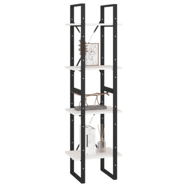vidaXL Βιβλιοθήκη με 4 Ράφια Λευκή 40x30x140cm από Μασίφ Ξύλο Πεύκου 1 τεμ.