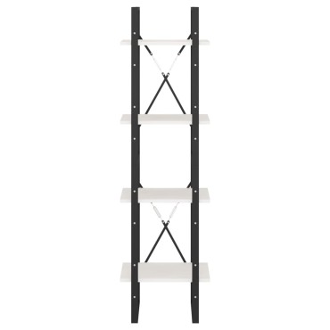 vidaXL Βιβλιοθήκη με 4 Ράφια Λευκή 40x30x140cm από Μασίφ Ξύλο Πεύκου 1 τεμ.