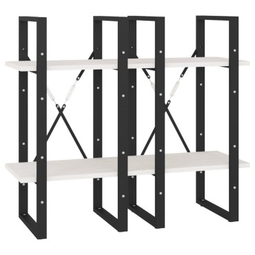 vidaXL Βιβλιοθήκη με 4 Ράφια Λευκή 40x30x140cm από Μασίφ Ξύλο Πεύκου 1 τεμ.