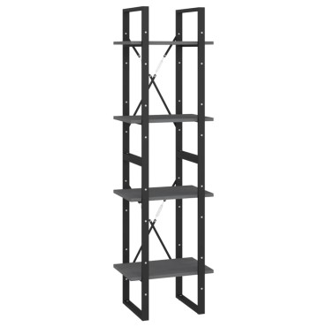 vidaXL Βιβλιοθήκη με 4 Ράφια Γκρι 40x30x140cm από Μασίφ Ξύλο Πεύκου 1 τεμ.