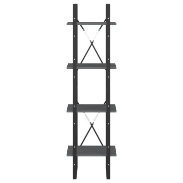 vidaXL Βιβλιοθήκη με 4 Ράφια Γκρι 40x30x140cm από Μασίφ Ξύλο Πεύκου 1 τεμ.