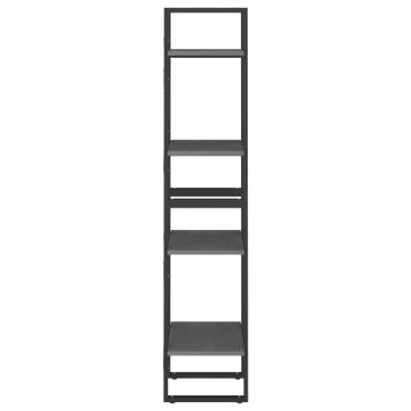 vidaXL Βιβλιοθήκη με 4 Ράφια Γκρι 40x30x140cm από Μασίφ Ξύλο Πεύκου 1 τεμ.