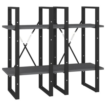 vidaXL Βιβλιοθήκη με 4 Ράφια Γκρι 40x30x140cm από Μασίφ Ξύλο Πεύκου 1 τεμ.