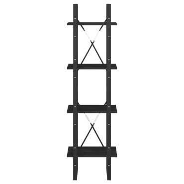 vidaXL Βιβλιοθήκη με 4 Ράφια Μαύρη 40x30x140cm από Μασίφ Ξύλο Πεύκου 1 τεμ.