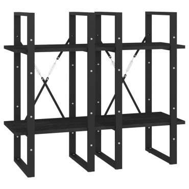 vidaXL Βιβλιοθήκη με 4 Ράφια Μαύρη 40x30x140cm από Μασίφ Ξύλο Πεύκου 1 τεμ.
