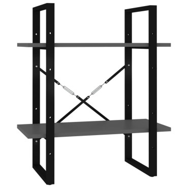 vidaXL Βιβλιοθήκη με 2 Ράφια Γκρι 60x30x70cm από Επεξ. Ξύλο 1 τεμ.