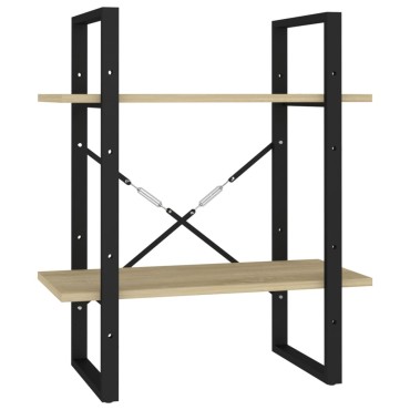 vidaXL Βιβλιοθήκη με 2 Ράφια Sonoma Δρυς 60x30x70cm Επεξ. Ξύλο 1 τεμ.