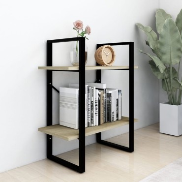 vidaXL Βιβλιοθήκη με 2 Ράφια Sonoma Δρυς 60x30x70cm Επεξ. Ξύλο 1 τεμ.