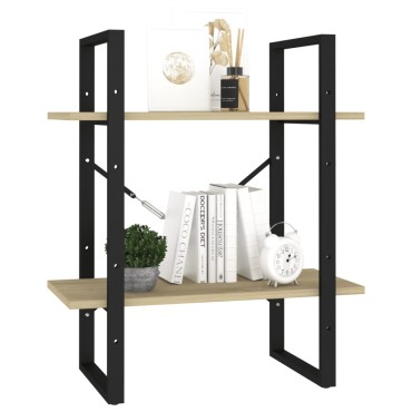 vidaXL Βιβλιοθήκη με 2 Ράφια Sonoma Δρυς 60x30x70cm Επεξ. Ξύλο 1 τεμ.