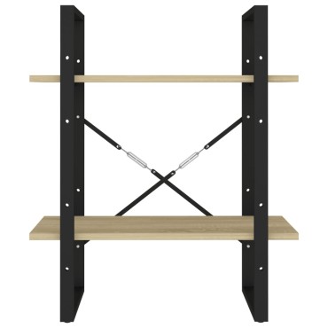 vidaXL Βιβλιοθήκη με 2 Ράφια Sonoma Δρυς 60x30x70cm Επεξ. Ξύλο 1 τεμ.