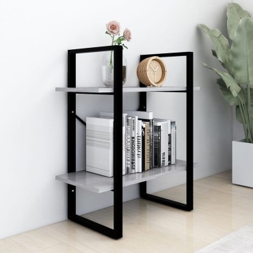 vidaXL Βιβλιοθήκη με 2 Ράφια Γκρι Σκυρ. 60x30x70cm Επεξ. Ξύλο 1 τεμ.