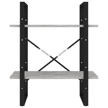vidaXL Βιβλιοθήκη με 2 Ράφια Γκρι Σκυρ. 60x30x70cm Επεξ. Ξύλο 1 τεμ.