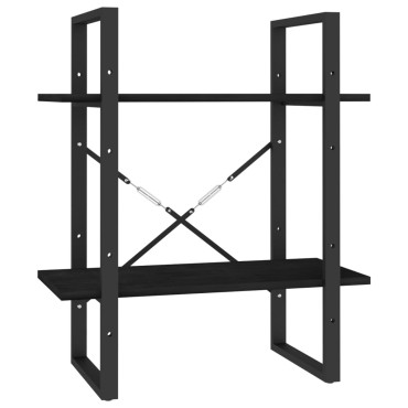 vidaXL Βιβλιοθήκη με 2 Ράφια Μαύρη 60x30x70cm από Μασίφ Ξύλο Πεύκου 1 τεμ.