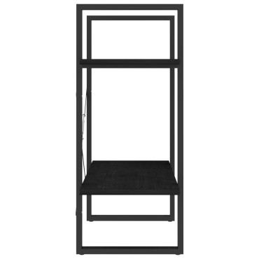 vidaXL Βιβλιοθήκη με 2 Ράφια Μαύρη 60x30x70cm από Μασίφ Ξύλο Πεύκου 1 τεμ.