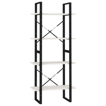 vidaXL Βιβλιοθήκη με 4 Ράφια Λευκή 60x30x140cm από Μασίφ Ξύλο Πεύκου 1 τεμ.