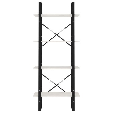 vidaXL Βιβλιοθήκη με 4 Ράφια Λευκή 60x30x140cm από Μασίφ Ξύλο Πεύκου 1 τεμ.