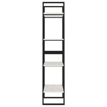 vidaXL Βιβλιοθήκη με 4 Ράφια Λευκή 60x30x140cm από Μασίφ Ξύλο Πεύκου 1 τεμ.