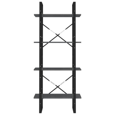 vidaXL Βιβλιοθήκη με 4 Ράφια Γκρι 60x30x140cm από Μασίφ Ξύλο Πεύκου 1 τεμ.