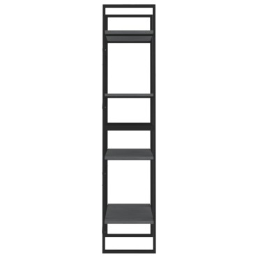 vidaXL Βιβλιοθήκη με 4 Ράφια Γκρι 60x30x140cm από Μασίφ Ξύλο Πεύκου 1 τεμ.