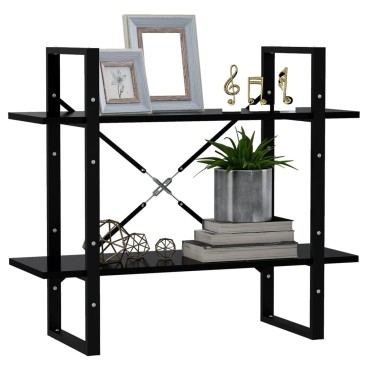vidaXL Βιβλιοθήκη με 2 Ράφια Μαύρη 80x30x70cm από Επεξ. Ξύλο 1 τεμ.