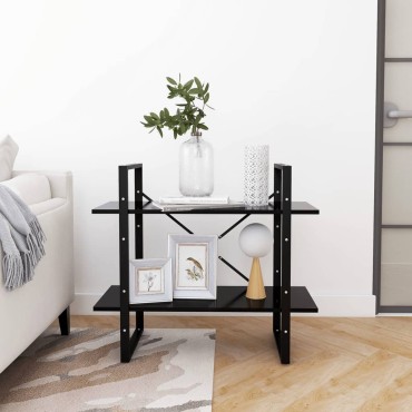 vidaXL Βιβλιοθήκη με 2 Ράφια Μαύρη 80x30x70cm από Επεξ. Ξύλο 1 τεμ.
