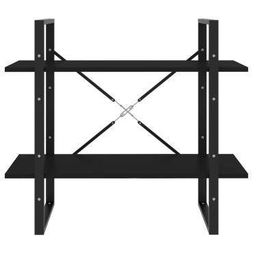 vidaXL Βιβλιοθήκη με 2 Ράφια Μαύρη 80x30x70cm από Επεξ. Ξύλο 1 τεμ.