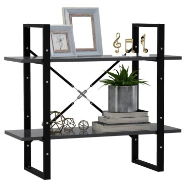 vidaXL Βιβλιοθήκη με 2 Ράφια Γκρι 80x30x70cm από Επεξ. Ξύλο 1 τεμ.