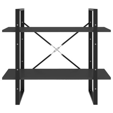 vidaXL Βιβλιοθήκη με 2 Ράφια Γκρι 80x30x70cm από Επεξ. Ξύλο 1 τεμ.
