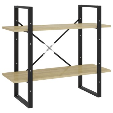 vidaXL Βιβλιοθήκη με 2 Ράφια Sonoma Δρυς 80x30x70cm Επεξ. Ξύλο 1 τεμ.