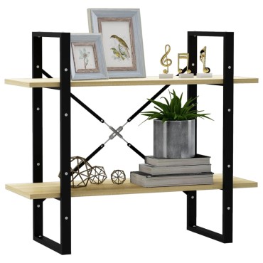 vidaXL Βιβλιοθήκη με 2 Ράφια Sonoma Δρυς 80x30x70cm Επεξ. Ξύλο 1 τεμ.
