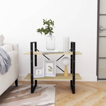 vidaXL Βιβλιοθήκη με 2 Ράφια Sonoma Δρυς 80x30x70cm Επεξ. Ξύλο 1 τεμ.