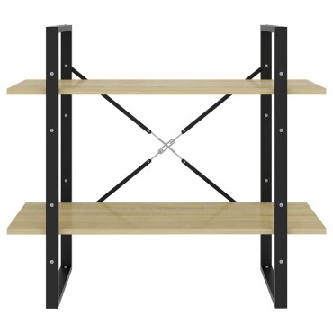 vidaXL Βιβλιοθήκη με 2 Ράφια Sonoma Δρυς 80x30x70cm Επεξ. Ξύλο 1 τεμ.
