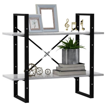 vidaXL Βιβλιοθήκη με 2 Ράφια Γκρι Σκυρ. 80x30x70cm Επεξ. Ξύλο 1 τεμ.