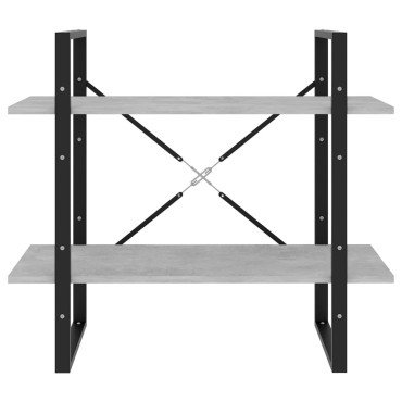 vidaXL Βιβλιοθήκη με 2 Ράφια Γκρι Σκυρ. 80x30x70cm Επεξ. Ξύλο 1 τεμ.
