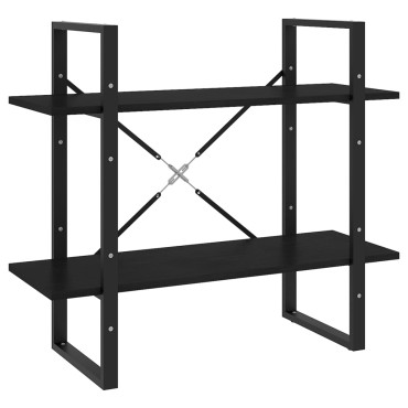 vidaXL Βιβλιοθήκη με 2 Ράφια Μαύρη 80x30x70cm Μασίφ Ξύλο Πεύκου 1 τεμ.
