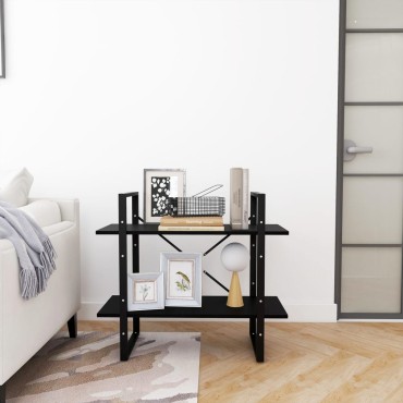 vidaXL Βιβλιοθήκη με 2 Ράφια Μαύρη 80x30x70cm Μασίφ Ξύλο Πεύκου 1 τεμ.