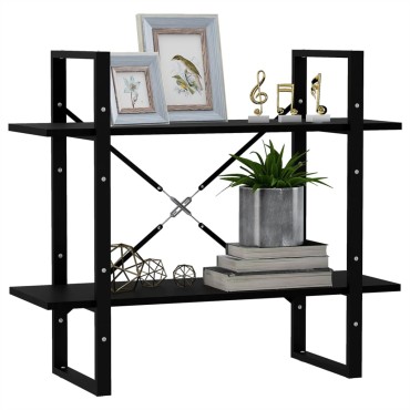 vidaXL Βιβλιοθήκη με 2 Ράφια Μαύρη 80x30x70cm Μασίφ Ξύλο Πεύκου 1 τεμ.