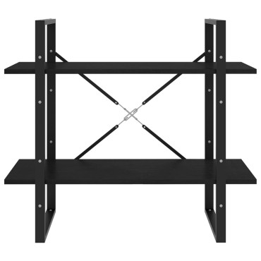 vidaXL Βιβλιοθήκη με 2 Ράφια Μαύρη 80x30x70cm Μασίφ Ξύλο Πεύκου 1 τεμ.