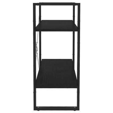 vidaXL Βιβλιοθήκη με 2 Ράφια Μαύρη 80x30x70cm Μασίφ Ξύλο Πεύκου 1 τεμ.