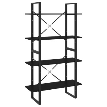 vidaXL Βιβλιοθήκη με 4 Ράφια Μαύρη 80x30x140cm από Επεξ. Ξύλο 1 τεμ.